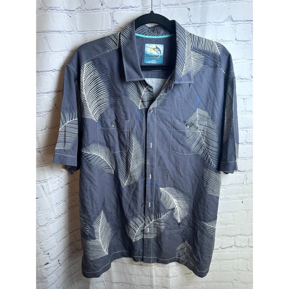 Tommy Bahama Button Up Shirt Palm Leaf Print Short Sleeve Casual Size XL‎ - Picture 1 of 6